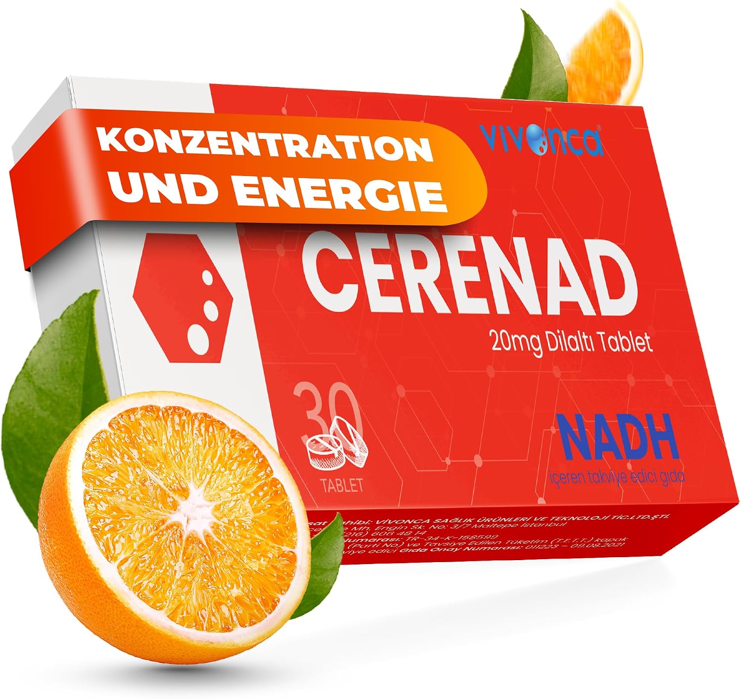 CERENAD NADH Food Supplement Containing 20mg NADH 30 Sublingual Table