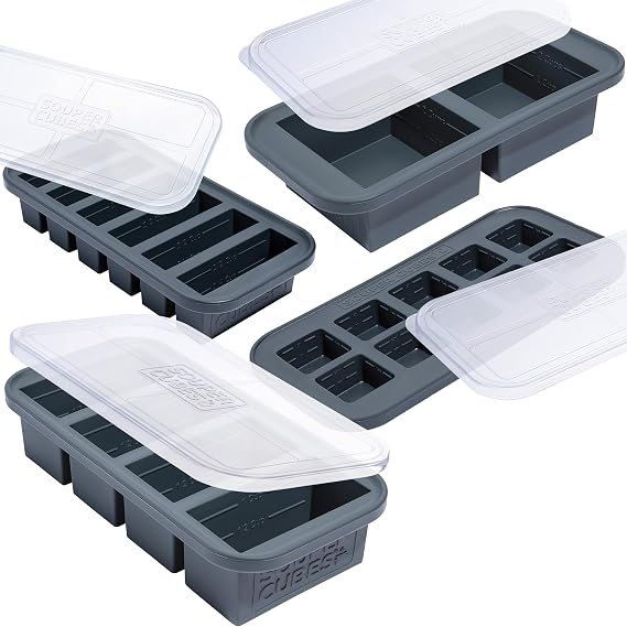 Souper Cubes Silicone Freezer Mould Gift Set - 4-Pack Bundle - Charcoal