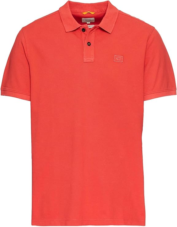 camel active Men's Short Sleeve Cotton Polo Shirt, red, L
