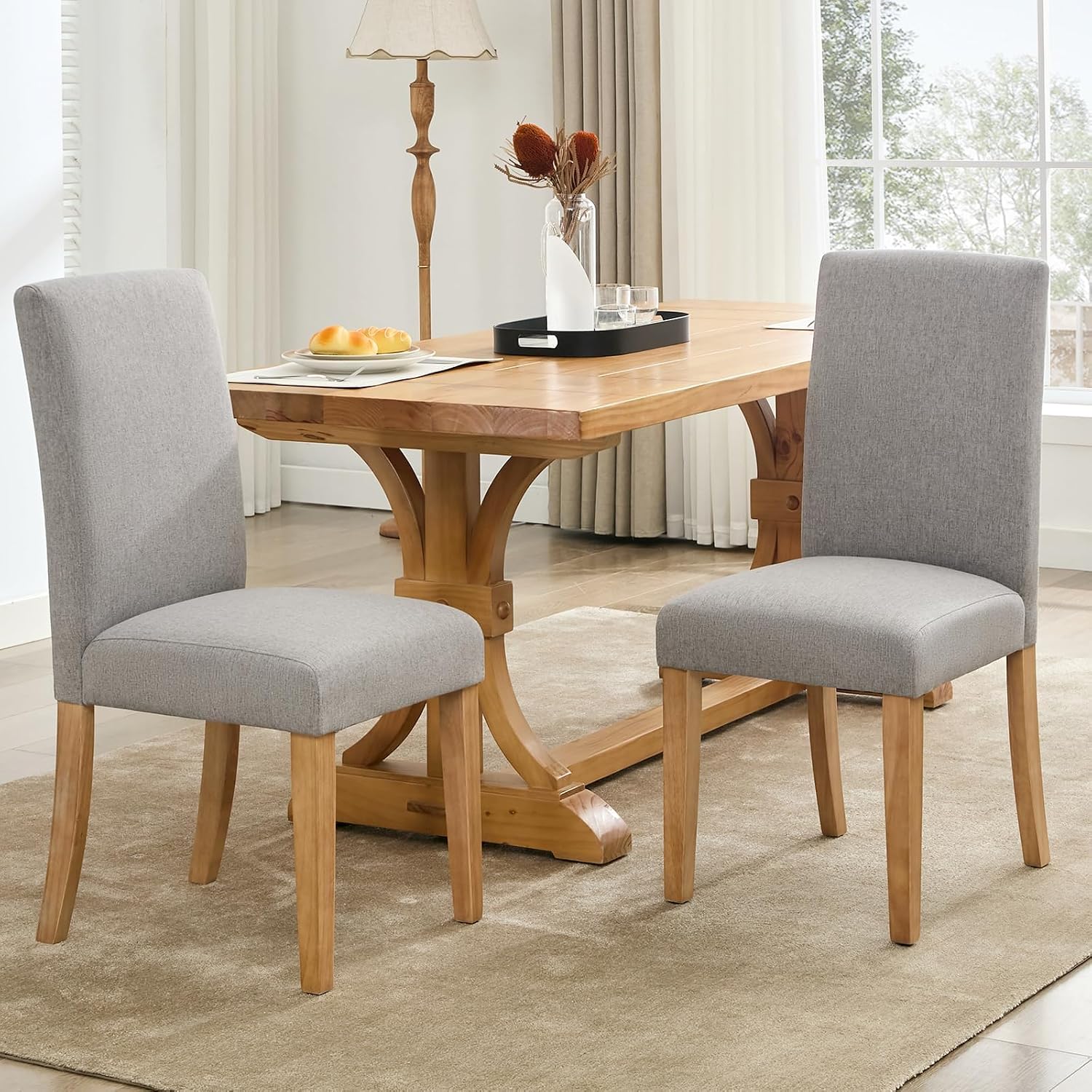 Dining Chair Durable Wooden Legs, Ergonomic Curved Backrest, Modern Upholstery, Load Capacity 264.6 lbs 120 kg, Easy to Clean Material for Dining Kitchen Home Office