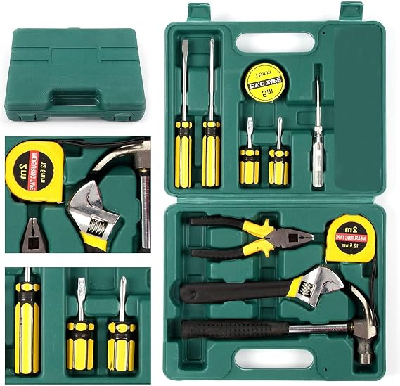 11PCS Household Hand Tools Kit DIY Repair Toolbox Set with Storage Case Home