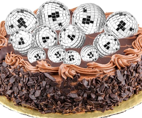 12-Pack Mini Disco Ball Cake Toppers – Disco Balls Decorations for Cakes, Cupcakes & Party Décor, Birthday, Wedding & Holiday Celebrations