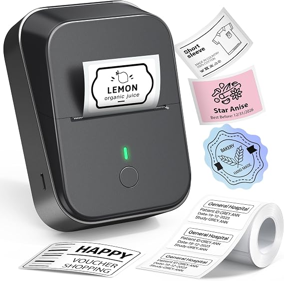 PM260 Bluetooth Thermal Label Maker Machine 2 Inch with Tape, black