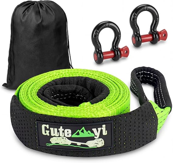 8 Ton Tow Rope, High Strength Car Tow Rope, 5m Heavy Duty Tow Rope, with 2 Reinforced Hooks, Storage Bag, Winch rope for Off Road Emergencies