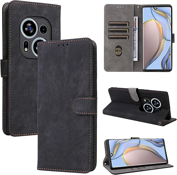 BELLA BEAR Tecno Phantom X2/X2 Pro Case, [RFID Blocking] Tecno Phantom X2/X2 Pro Wallet Case, with [Card Holder][Kickstand Function], Case for Tecno Phantom X2/X2 Pro-Black