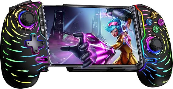 HELLCOOL Wireless Mobile Phone Controller Handheld Smartphone Controller with Hall Joysticks for Android/iPhone Compatible with Xbox Cloud/Steam Link/GeForce Now/MFi Apple Arcade