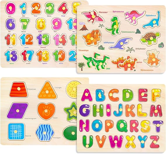 Melofaver Montessori Wooden Toddler Peg Puzzles, Kids Puzzles Gift for Kids