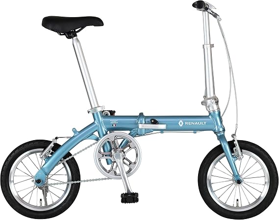 RENAULT LIGHT8 AL-FDB140 Lightweight Aluminum Frame 14 Inch Compact Folding Bicycle Body Weight 18.3 lbs 8.3 kg Rust-Resistant Chain / Stainless Steel Spokes / Slick Tire / Polished Rim Front and