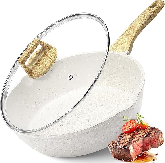 GiPP Nonstick Wok with Lid, Deep Frying Pan 11" Healthy and Non-Toxic