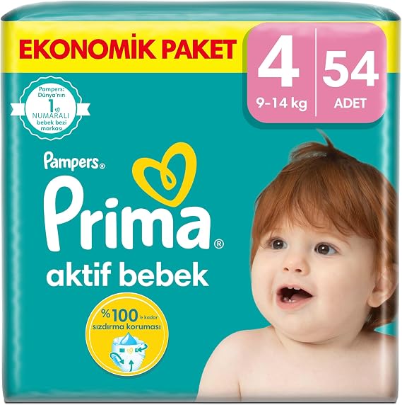 Prima Bebek Bezi Aktif Bebek 4 Beden 54 Adet Fırsat Paketi