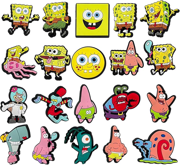 20pcs Spoongbb Cooc Charms, Spoongebb shoe charms, DIY Decorative