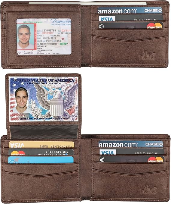 メンズ 財布 本革 RFIDブロック 2つ折り スタイリッシュ 財布 IDウィンドウ2か所付き US サイズ: Medium