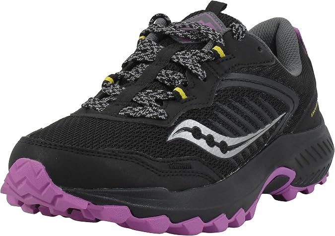 Saucony Womens Excursion Tr15 Trail Running Shoe, Black/Purple/Yellow, 10 Wide