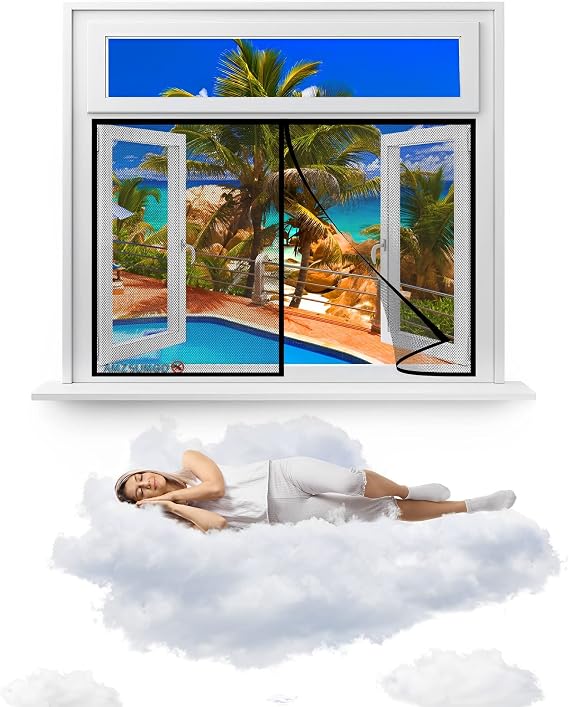 Bug Net Mesh Window Insect Snap Screen Fly Curtain Mosquito, 70 x 130 cm Wind, Pet Friendly, Suitable for air-Conditioned Rooms, Kitchens, and Living Rooms(Black)