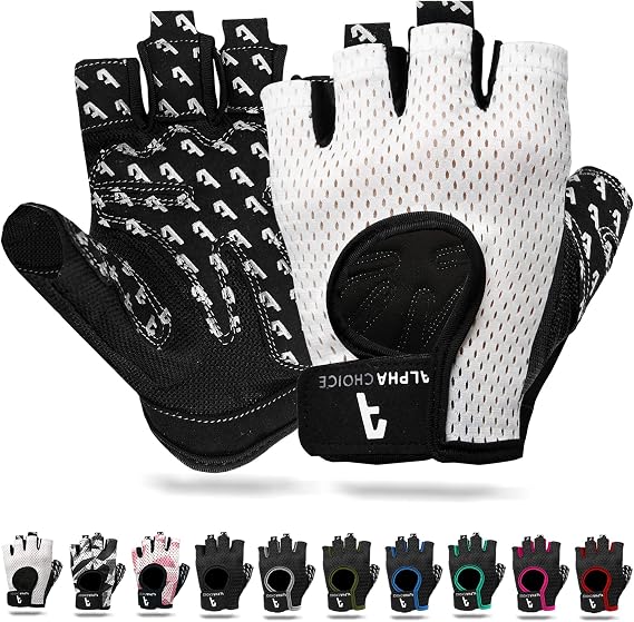 Alphachoice Trainingshandschuhe Fitnesshandschuhe Kraftsport Damen Herren | Bodybuilding Handschuhe Sporthandschuhe ohne Handgelenk | Für Krafttraining Gewichtheben | Schwarz Grau Rosa Camouflage