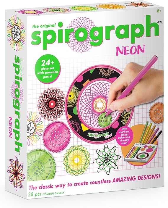 Spirograph Neon Set | Create Amazing Endless Designs in Vibrant Neon Colours | 30 Pieces Set Including Precision Parts, Pens & Spiro-Putty | Creative Arts & Crafts Activity | for Ages 8+