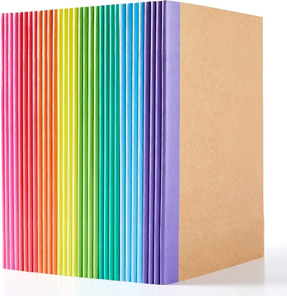 feela 32 Pack A5 Kraft Notebooks, 60 Pages Lined Notepad Journal Bulk