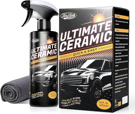 Carceracot Ceramic Coating for Cars (16 oz.), Unmatched Shine Nano Car Wax Coating Spray, No Pungent Smell, Quick Detailer Spray Wax, LONG LASTING Shiny Car Stuff with Microfiber Towel, Easy to Apply