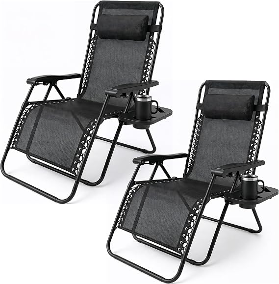 Event Decor Shop 2 Piece Zero Gravity Chairs, Foldable Garden Loungers