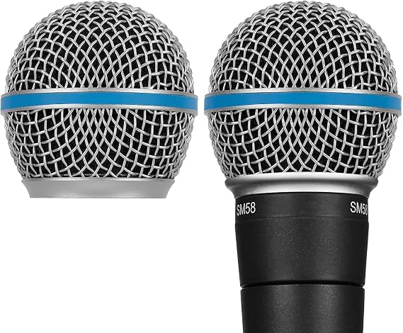 Microphone Ball Head Mesh Grill, SM58 Replacement Grill with Inner Foam Filter, Stainless Steel Mic Cover Compatible with Shure SM58 Beta58A