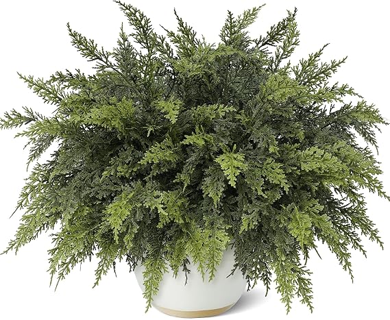 GLIDLION 18" Real Touch Cedar Branches -12 Pcs, Artificial Christmas Cedar Branch Realistic Fake Pine Picks Faux Greenery Plants Stem for Vase DIY Crafts Garland Wreath Indoor Outdoor Home Decor