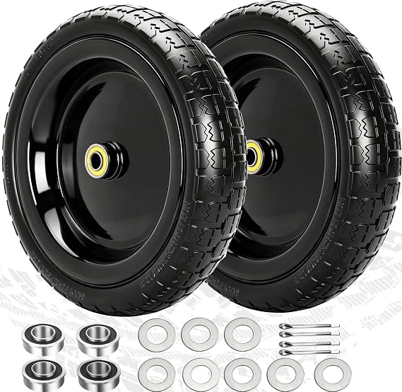 13" Flat Free Wheels Replacement for GOR Garden Cart Tires