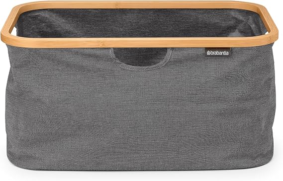 Brabantia - Katlanabilir Çamaşır Sepeti 10,6 Gal - Islak ve Kuru Çamaşırlar için Suya Dayanıklı Sepet - Giysiler ve Keten için Saklama Sepeti - Kolay Kavrama için Bambu Jant - Giysi Yıkama - Biber