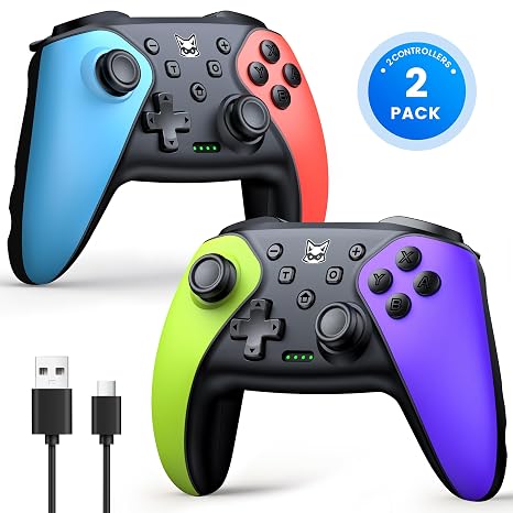 【2er-Set】Wireless Switch Pro Controller für Switch/Switch 2/Switch Lite/Switch OLEDController für Switch mit Doppel VibrationSwitch Pro Controlle.r mit AufwachenHall Joystick6 Achsen GyroTurbo