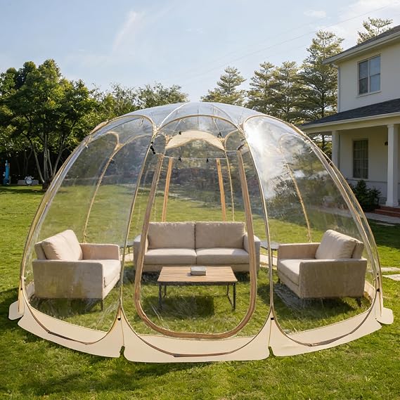 15x15FT Spacious Pop Up Bubble Tent,Screen Houses for 10-15 People, Outdoor Clear Dome with Rain Cover, Portable Garden Globe Igloo Tent for Camping, Parties, and Stargazing