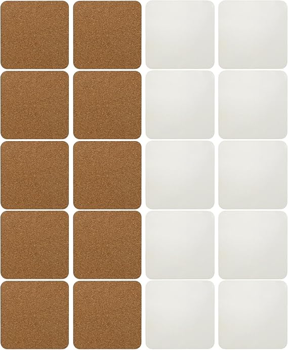 20Pcs Sublimation Square Coasters, 4x4in MDF Wooden Coaster Sublimation Cork Coasters, Replace for DIY Crafts Painting Home Decor