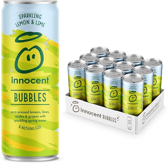 Innocent Drinks - Bubbles Sparkling Soda | Lightly Sparkling Blend Of Pure Fruit Juice & Spring Water | No Added Sugar | x12 330ml Multipack (Lemon & Lime)