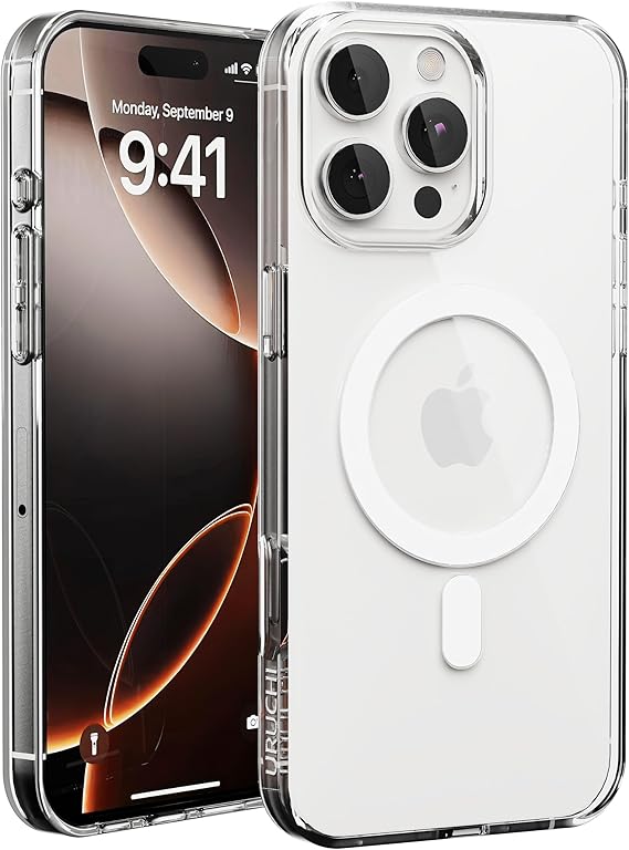 Compatible Case with MagSafe for URUCHI Apple iPhone 15 Pro, Magnetic Transparent Case, Anti-Yellowing Protector, Shockproof Transparent Crystal Cover