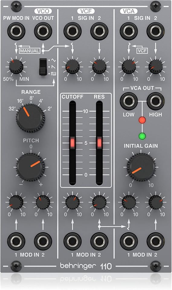 Behringer Analog Synthesizer Module, Euro Rack Module, Analog VCO/VCF/VCA Module, SYSTEM100 Series 110 VCO/VCF/VCA GRAY