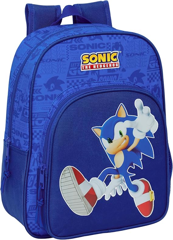 SONIC – Animated Children's School Backpack, Children's Backpack, Adaptable to Trolley, Ideal for School Ages, Comfortable and Versatile, Quality and Resistance, 26 x 11 x 34 cm