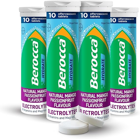 Berocca Hydrate Effervescent Tablets, Mango Passionfruit, 40 Tablets