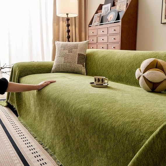 Jinchuan Chenille Fabric Sofa Cover Multi-Cover Nordic Style Solid Fringed Interior Breathable Stain-Resistant Scratch-Resistant Pet-Friendly Fully Washable All-Season