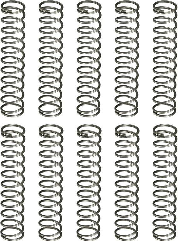 sourcing map 10Pcs Compression Spring, 10mm OD, 1mm Wire Size, 50mm Free Length, Spring Steel Construction Extended Mechanical Compression Springs for Shop and Home Repairs, Silver Tone