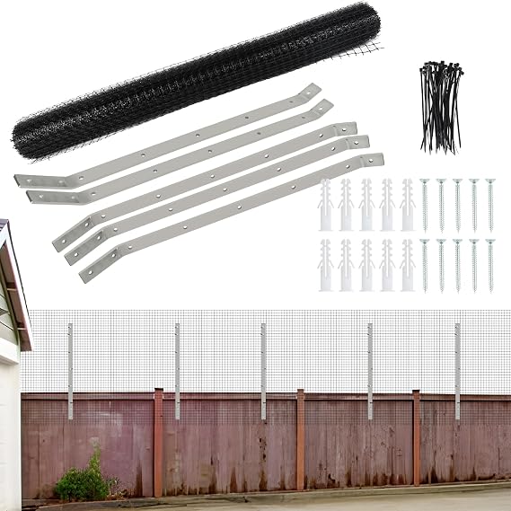 Cat Proof Fence, Rustproof Wall Brackets Catio Enclosure Anti-Climb Barrier, 10m x 67cm Roll Mesh Fence, Cuttable Animal Mesh Fence, Weatherproof Cat Proofing Fence for Outdoor Yard (10M x 67CM)