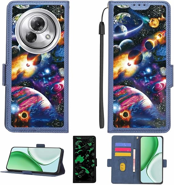 Aroepurt Case Compatible for Meizu Lucky 08 Phone Case Flip Cover [with Tempered Glass Screen Protector][RFID Blocking][Luminous Effect] LPT-XQ