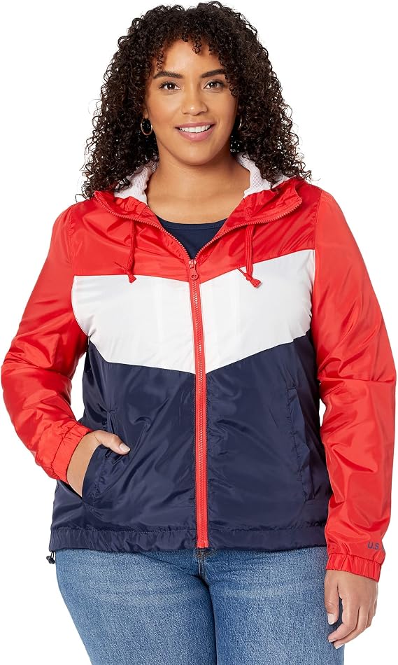 U.S. POLO ASSN. Chevron Windbreaker Racing Red XL, Racing Red , X-Large