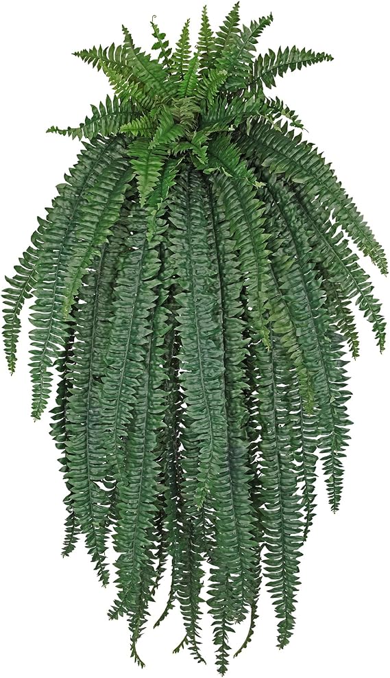 Hollyone Artificial Ferns for Outdoor and Indoor Use 144 cm Large Fake Boston Fern Green Plants Artificial Plant Fern for Porch Home Windowsill Planter Garden Hanging Decoration