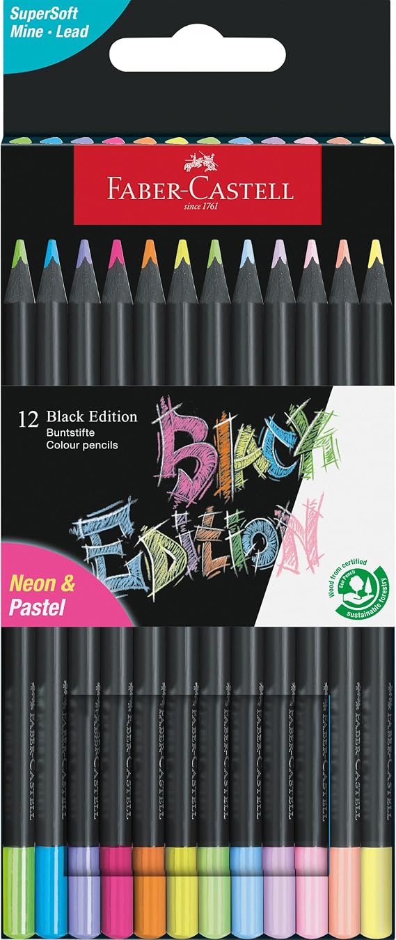 FABER-CASTELL - Set of 12 Black Edition colored pencils