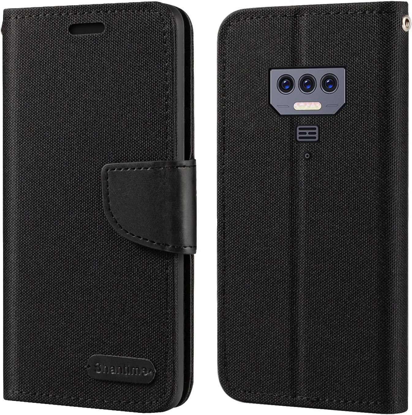 Oxford Fabric PU Leather Flip Wallet Case Compatible with Cubot KingKong 8, Durable Protective Cover with Card Slots and Magnetic Closure Black