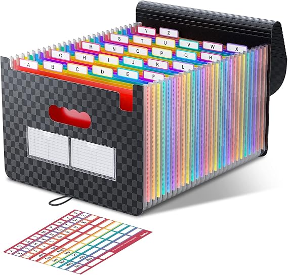 ThinkTex Accordion File Folder, 26 Pockets A4 File Folder, Expandable File