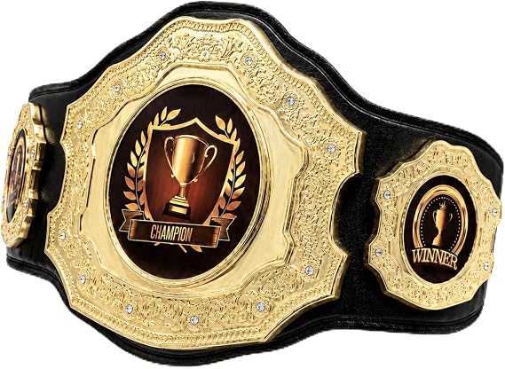 HANDSY Die Cast Heavy Championship Belt Adult – Real Leather Trophy Belt for Sports, Awards, Gifts, Events, and Wrestling
