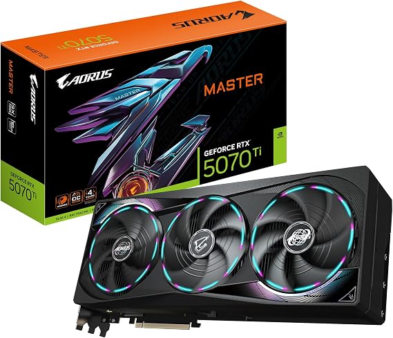 Gigabyte AORUS GeForce RTX 5070 Ti MASTER 16G Graphics Card - 16GB GDDR7, 256bit, PCI-E 5.0, 2670 MHz Core Clock, 3 x DP 2.1a, 1 x HDMI 2.1b, NVIDIA DLSS 4, GV-N507TAORUS M-16GD