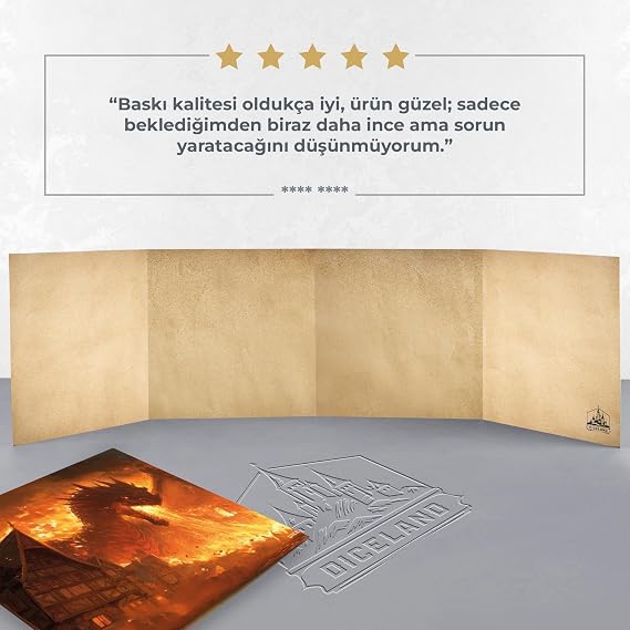 DND DM Screen Türkçe GM Panel – Katlanabilir Oyun Yöneticisi Ekranı (TTRPG Aksesuarı) (Smaug'un Öfkesi)