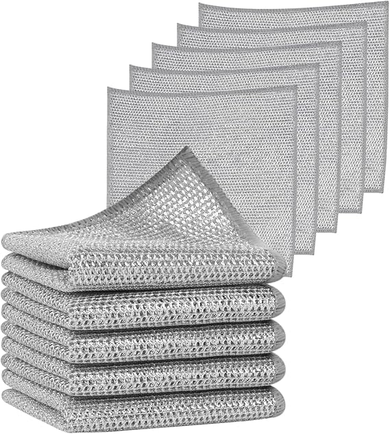 10PCS Double Layer Wire Dishwashing Cloths 20x20cm, Non Scratch