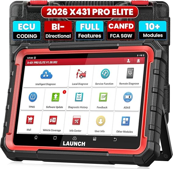 LAUNCH OBD2 X431 PROS ELITE 2023 | 38以上のサービス、オールインワンフルシステム診断スキャナー、FCA/ルノー/CANFD/DoIP、VAGガイド、Pro3s+と同じ5.0、2年間の無料アップデート。