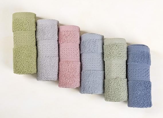 Cleanbear Pure Cotton Wash Cloths Face Towels, 6 Colors per Set, 13 x 13 Inches. | 6-Pack Soft Washcloths for Showering, Large Wash Cloths Set for Face, Body, Bathroom, Guestroom